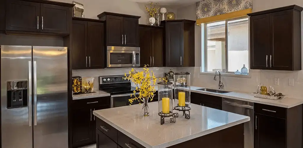 Cabinet painting results with freshly painted kitchen cabinets in Pasadena, CA